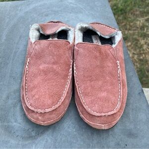 Olukai Suede Sheep Lined Women’s Moc Slippers Sz 7